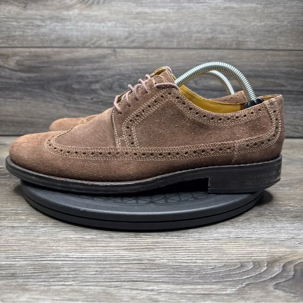 COLE HAAN x NikeAir Brown Suede Red Sole Oxford Wingtip Dress Shoes Size 9.5